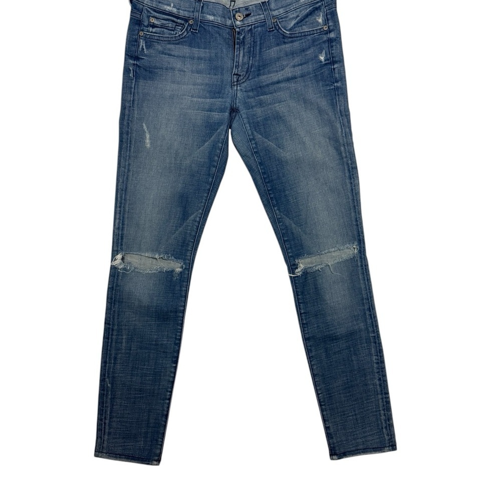 New 7 For All Mankind Women's Gwenevere Distressed Ankle Skinny Mid Rise Jean 28